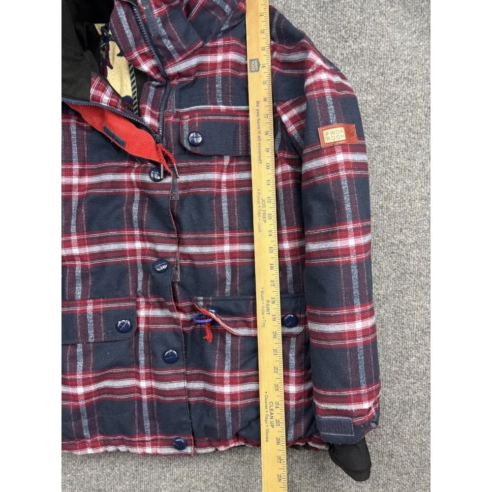Powder Room Verso Jacket Womens Small Red Navy Plaid Snowboard Ski 10K Winter‎